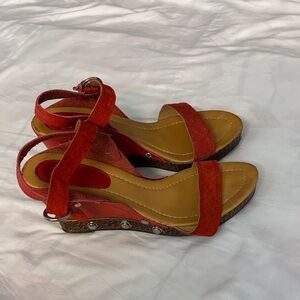 Red Wedge Sandals